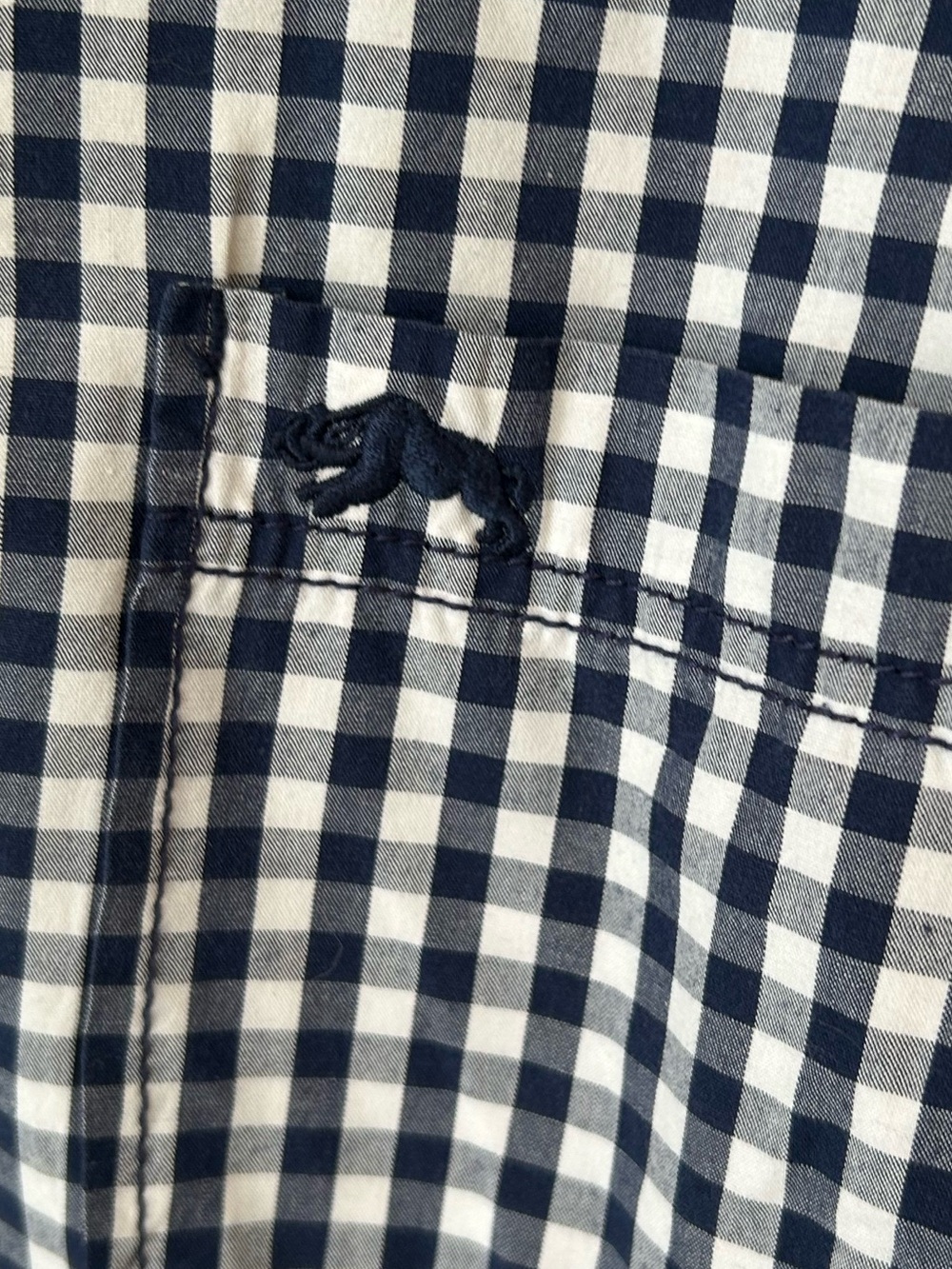 American Rag Slim Fit Navy Gingham Button Down Shirt Men’s L 16 inch neck - Picture 3 of 12